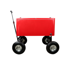 Glacière rétro de style américain pour camping en extérieur, grande capacité 80L, avec chariot de transport pour boissons froides et boissons gazeuses - Product Image 1