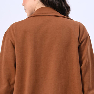 Female Loose Fit Oversized Fleece Hoodie with <b>Zipper</b> Front Cozy Winter Casual Outerwear - Product Image 5