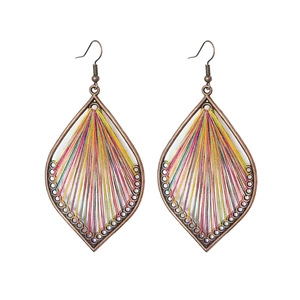 Bohemian <b>Drop</b> Earrings Copper Alloy Antique <b>Bronze</b> Plated Colorful Thread Weaving Women's Party Fashion Dangle Earrings - Product Image 5