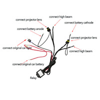 Nouvel accessoire d'éclairage automobile : Kit de câblage IDISON H4 12V 130W avec faisceau de câbles relais et contrôleur pour lentille de projecteur BI LED