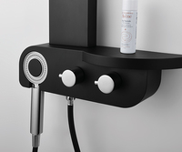Colonne de douche multifonctionnelle en acier inoxydable noir mat avec pommeau de douche pluie et douchette à main