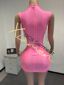 MF Bling See Through Mesh Sexy Rhinestone Chain Shiny Short Evening Dress Sier Party Club Dresses for Women - Product Image 4