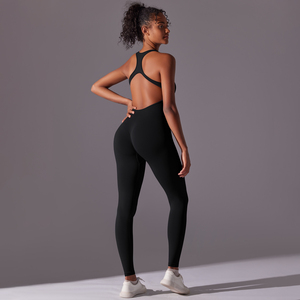Phụ nữ của Workout JumpSuit Liền mạch một mảnh phòng tập thể dục bodysuit với mở trở lại thiết kế thoáng khí nén tập thể dục mặc - Product Image 1