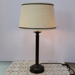 Modern Black Crack Finish LED Desk <strong>Lamp</strong> Electric Power Outlet New Style <strong>Drum</strong> Table <strong>Lamp</strong> Hotel Living Room Fabric Metal <strong>Shade</strong> - Product Image 3