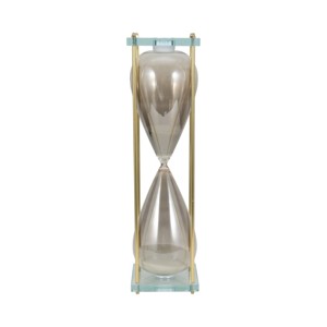 Elegante scultura a forma di clessidra in vetro e metallo, decorazione moderna per la casa, ideale per bagno, ufficio, soggiorno, mensola. - Product Image 2