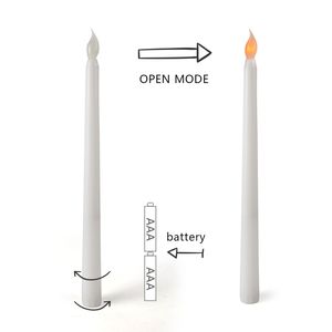 10.8" LED Electronic Candle <b>Lights</b> White Spiral <b>Battery</b> <b>Operated</b> Flickering Tall Candlesticks <b>Christmas</b> Home Wedding - Product Image 2