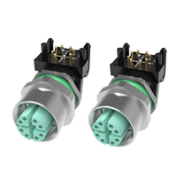 Connecteur de signal angulaire IP67 M12 X Code 8 broches mâle/femelle à montage sur panneau, contacts en laiton plaqué or, 50 V CA/60 V CC