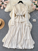 Robe maxi élégante à col carré, tunique décontractée, tissée, respirante, style empire, patchwork, dentelle, pour femmes, marque de vêtements personnalisée