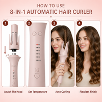 Fer à boucler automatique professionnel 10-en-1 à grande fente, 3 niveaux de température, anti-emmêlement, rotatif, pour coiffure
