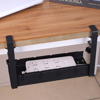 Organisateur de bureau extensible en maille métallique pour câbles, support d'ordinateur pour enseignant, à fixer sur le dessus du bureau, avec tiroir