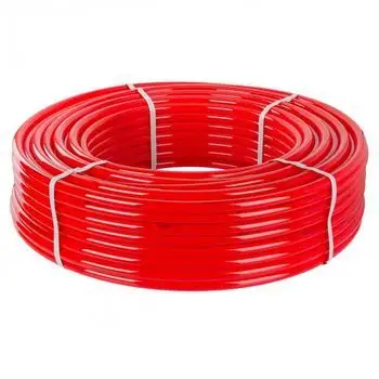 Hot And Cold Water Plumbing With Red Pex Piping For Open Loop Radiant Floor Heating System