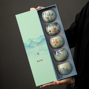 Tasse à thé en porcelaine peinte à la main de style chinois, service à thé Gongfu, tasse individuelle, cadeau pour les personnes âgées, cadeau pour les dirigeants - Product Image 1