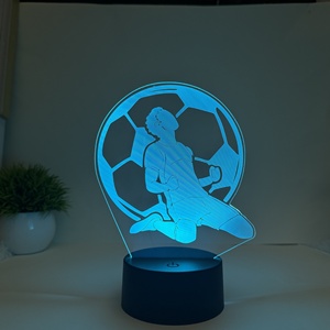 Lámpara de Noche Personalizable con 7 Colores Cambiantes, Diseño de Club de Fútbol, Arte en Vidrio, Ilusión Óptica, Luz LED Acrílica 3D para Decoración del Hogar - Product Image 4