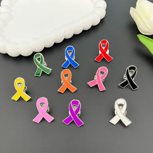 Spille in Metallo per la Sensibilizzazione sul Cancro al Seno, Combattimento Contro AIDS HIV, Spille con Nastro Rosso e Rosa - Product Image 1