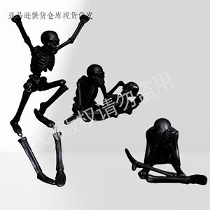 Squelettes 'Ne vois pas le <span class=keywords><strong>mal</strong></span>, ne l'entends pas, ne le prononce pas' - Statues artisanales personnalisées en polyrésine, Décoration gothique pour la maison et le bureau - Product Image 3