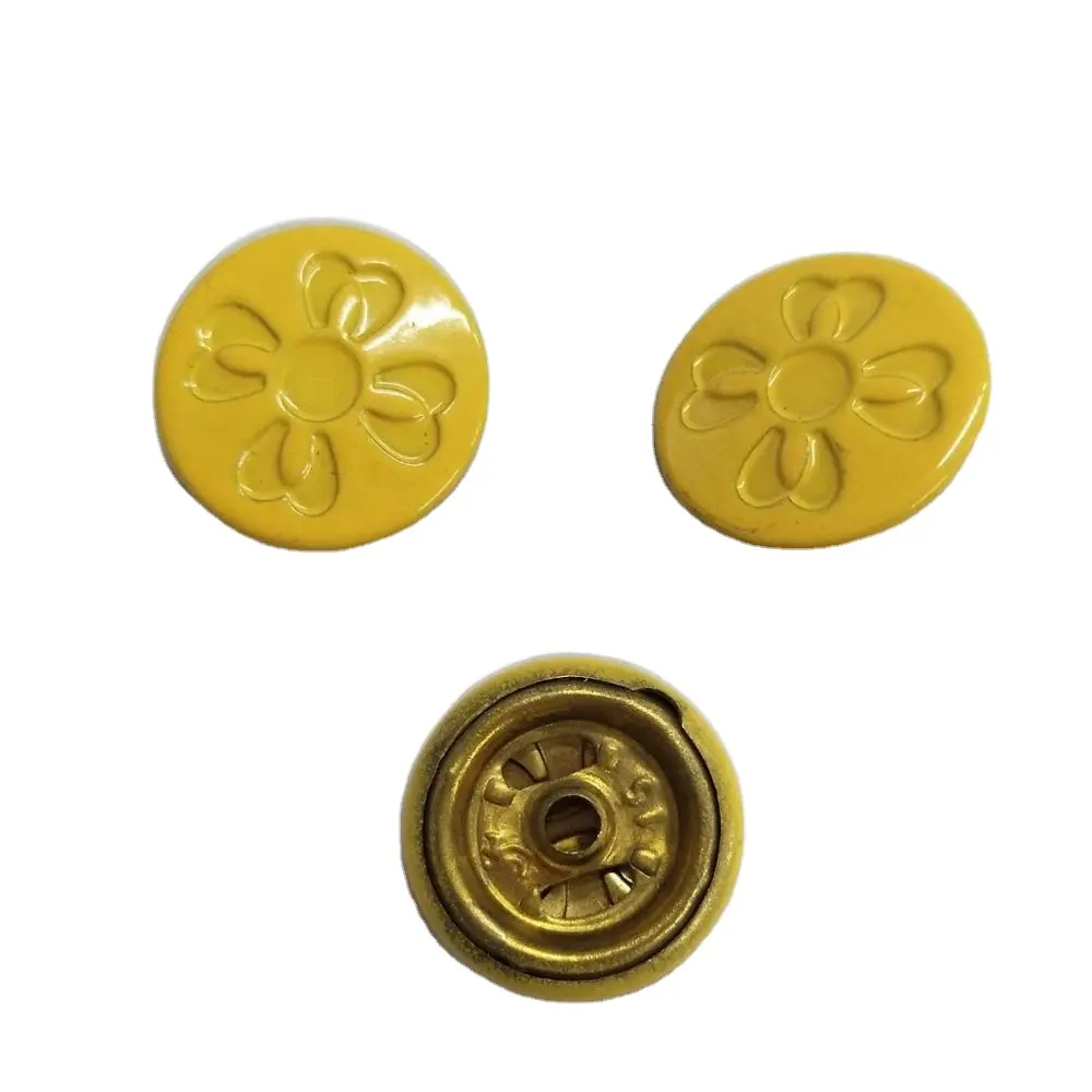 Bottone a pressione in metallo personalizzato fantasia fiore giallo 15mm