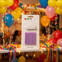 Großhandel Lila Spiralförmige Geburtstagskerzen mit Haltern 10er-Pack Paraffinwachs Party-Kuchenkerzen für Kindergeburtstage