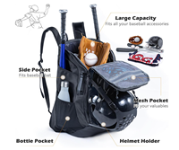 Sacs de baseball personnalisés pour jeunes joueurs professionnels avec poche pour casque, compartiment pour chaussures, sac à dos de sport pour raquettes