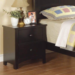 DB Luxury Pine Veneer MDF Wooden Nightstand 2-Drawers <b>Black</b> Finish Modern <b>Bedside</b> <b>Cabinet</b> for Bedroom Hospital 1pc Panel Wood - Product Image 1
