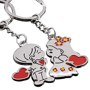 PAIR lovely Boy and Girl with Heart Keychain Fashion metal coppie portachiavi portachiavi per Lover for Valentine's Day