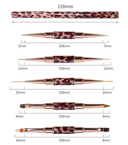 Juego de 5 pinceles para decoración de <span class=keywords><strong>uñas</strong></span>, de nailon, redondos y ovalados, para gel, delineador, aplicación de acrílico, mango metálico con diseño de leopardo - Product Image 5