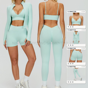 Ensemble <span class=keywords><strong>de</strong></span> <span class=keywords><strong>Sport</strong></span> 4 Pièces pour Femmes: Soutien-Gorge Dos Nageur Amincissant, Short <span class=keywords><strong>de</strong></span> Yoga, <span class=keywords><strong>Tenue</strong></span> d'Hiver pour Course en Extérieur, Gym et Fitness - Product Image 6