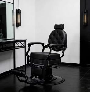 High Quality Durable Black Metal <b>Frame</b> Reclining Salon Barber Chair 360 <b>Degree</b> Rotation Height Adjustable School Living Room - Product Image 4