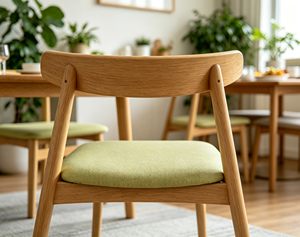 Chaise scandinave en bois avec siège rembourré vert, meubles modernes pour salon - Product Image 4