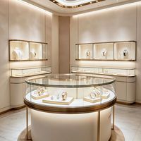 Vitrine d'exposition de bijoux LED personnalisée en verre pour comptoir de magasin de détail