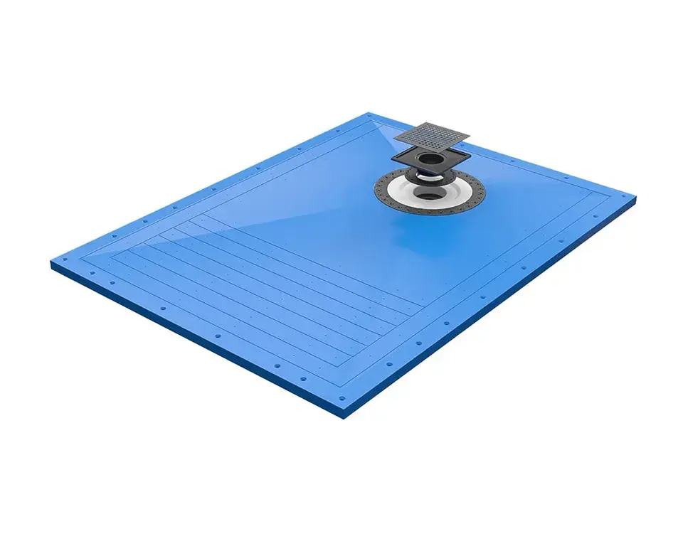 Base doccia In PVC Uni-Green 48 'X 36 "In Kit doccia blu-piastrelle per piatto doccia pronto per piastrelle da bagno