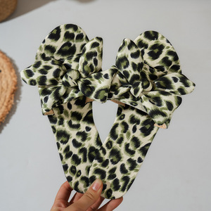 New Leopard Bow Lightweight Ladies Slippers Rubber Sole Open/Peep Toe Ladies Sandals Fashion Casual Shoes <b>Slides</b> for Women - Product Image 4