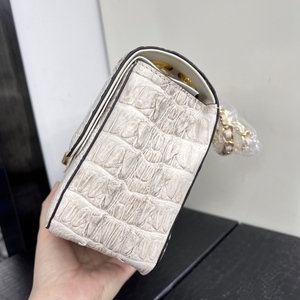 White 100% crocodile skin Square Handbag With golden Chain <b>Strap</b> Luxury Fashion Women's Flap Closure <b>Shoulder</b> <b>Bag</b> - Product Image 6