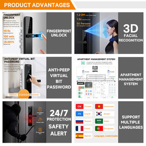 Serrure de porte intelligente à empreintes digitales D1-8, synchronisation <span class=keywords><strong>Web</strong></span> et application, fonctionnement semi-automatique, serrure électronique - Product Image 2