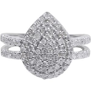 Jewelspaark Diamond <b>Ring</b> 0.94 Cttw Round Cut 925 Sterling <b>Silver</b> Engagement Band For Women - Product Image 1