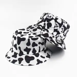 Wholesale High Quality Reversible Cow Animal Pattern All Over Printed Bucket Hat For Man And Women Bucket Hat Custom