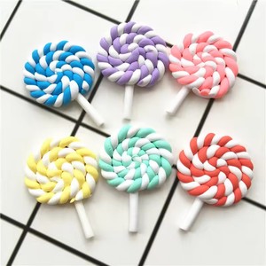 Free Shipping Colorful Lollipop Polymer Clay Ornament Phone Case Decoration Cute Polymer Clay Cabochons Diy Crafts Making