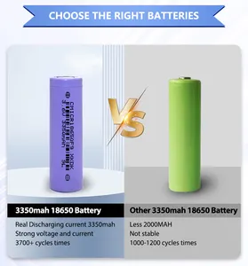 3.6 वोल्ट फ्लैट टॉप रिचार्जेबल बैटरी 3350mAh 5A डिस्चार्ज करंट 18650 लिथियम-आयन बैटरी इलेक्ट्रिक साइकिल बैटरी