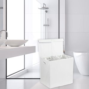 120L <b>Double</b> Laundry Basket with 2 Removable Bags 2 Section Laundry <b>Bin</b> with Handles for Bathroom - Product Image 2