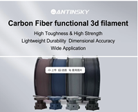 Filamento de Impresora 3D Antinsky PLA CF de Fibra de Carbono Resistente, Alta Tenacidad, Alta Resistencia, Plástico Reforzado 100% Virgen, 1.75mm
