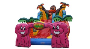 Castillo Inflable con Tobogán, Temática de León y Mono de la Selva, Castillo Inflable de Animales de Dibujos Animados para Fiestas Infantiles, Alquiler Comercial - Product Image 4