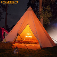 Tente tipi en toile de 3 m pour le camping Tente tipi imperméable de style indien pour 5 personnes Tente tipi traditionnelle d'hiver avec trou de cheminée