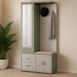 Armoire <span class=keywords><strong>d</strong></span>'<span class=keywords><strong>entrée</strong></span> <span class=keywords><strong>moderne</strong></span> avec miroir, meuble à chaussures, rangement, porte-manteau, organisateur combiné, meubles de maison avec tiroirs et portes - Product Image 3