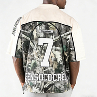 T-shirt personnalisé à séchage rapide, col en V, impression numérique, polyester, color block, maille crème, coupe oversize, maillot de football camouflage