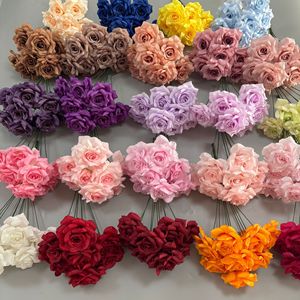 Fleurs artificielles Pingping, bouquet de roses diamant à 9 têtes, fleurs en soie, décoration de mariage, sans feuilles, toucher réel - Product Image 1