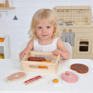 Jouets de <span class=keywords><strong>cuisine</strong></span> en <span class=keywords><strong>bois</strong></span> avec cadre, représentant des légumes, des fruits, des desserts et des fruits de mer, simulation de fruits de mer - Product Image 1