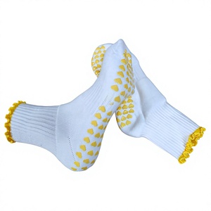 Vietnam Made Custom Logo Cotton Blend Ruffle Crew <b>Socks</b> with Hearted Patterns Low MOQ 100 <b>Cozy</b> Gym Grip <b>Socks</b> for Warmth - Product Image 1