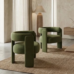 [Magazzino USA] <span class=keywords><strong>Poltrona</strong></span> in Velluto <span class=keywords><strong>Verde</strong></span> con Struttura in Legno Massello, Moderna <span class=keywords><strong>Poltrona</strong></span> con Schienale Alto per Soggiorno, Consegna Rapida in 3-7 Giorni - Product Image 4