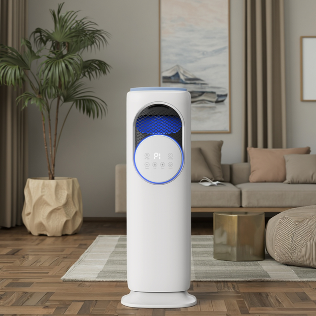 Dual-Use Silent Five-Wind Bladeless Fan Hot Cold Air Circulation Purification Tower for Home Office Plastic Ceiling Tower