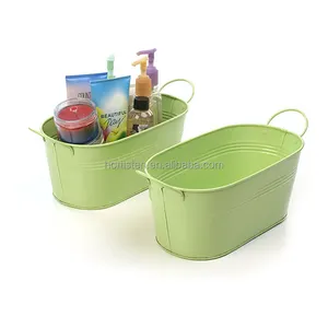 Couleur baignoire fleurs jardinières Pot avec poignée pour jardin fournisseurs accessoires ovale fer métal Pot de fleur