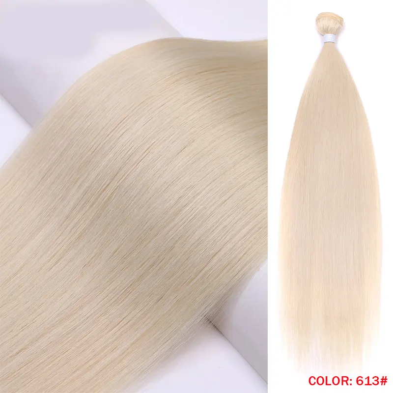 Hot sale premium fiber 12 to 36 inches heat resistant ombre blonde weave bone straight hair bundles synthetic hair extensions